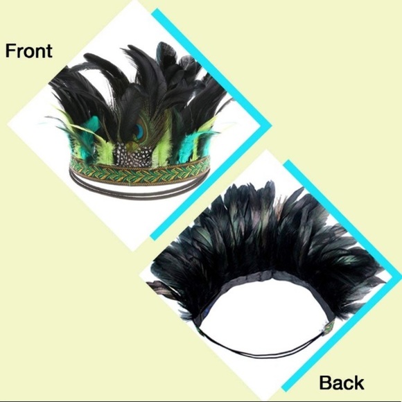 100% Handmade Indian Feather Carnival Headband.NWT main image 4